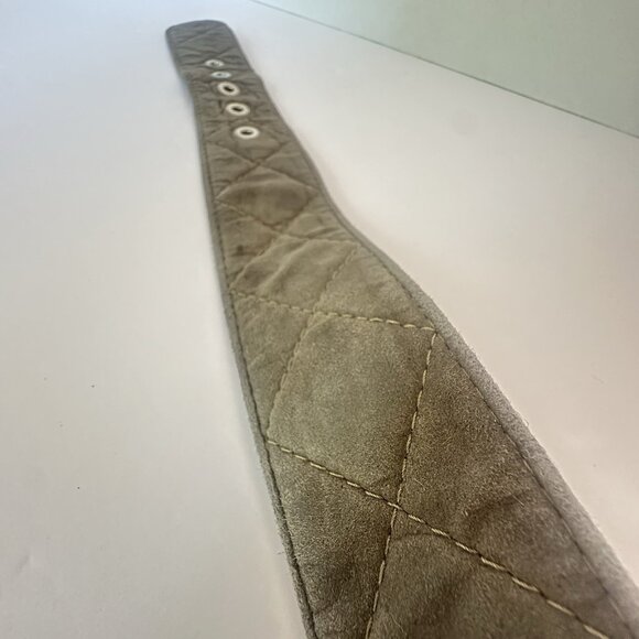 Tailored Sportsman Quilted Leather Belt Soft Gray Silver Sz Small Handmade Italy - Picture 9 of 11